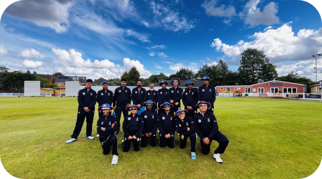 Players playing football at sports academy event